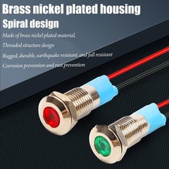 10PCS 8mm 12/24V 1/2″ LED Metal Indicator Light Signal Lamp Waterproof