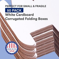 BOX USA Shipping Boxes Small 8″L x 6″W x 4″H, 50-Pack | 8 x 6 x 4, White