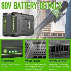 2 Packs 80V 3.5Ah Lithium Battery Replace for Greenworks 80V Battery GBA80400…
