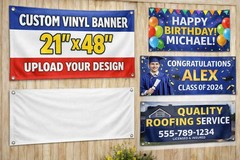 Custom Banner 21×48 Personalized Vinyl Banner Business Party Sign Made in USA
