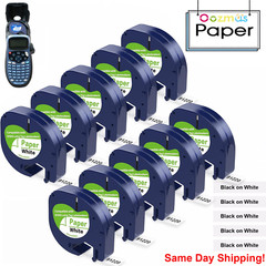 10PK DYMO LetraTag Tape Refills 91330 12mm Compatible for LT-100H White Paper