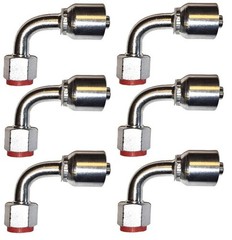(6) -06 90 ORFS Female Hydraulic Fitting X 3/8″ ID Hose – 1J943-6-6 – Flat Face