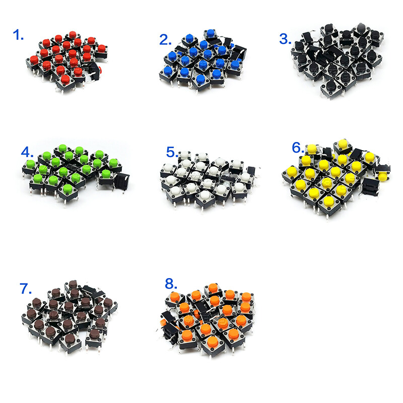Red/Orange/Yellow/Green/Brown/Blue/White Micro Button Switch Touch Switch Kits
