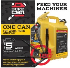 SureCan 5-Gallon Type II Safety Diesel Can, Yellow, Model# SUR5SFD2