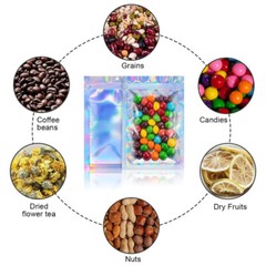 100-400 Pcs Smell Proof Mylar Holographic Bags Packaging Bags, Clear Resealable