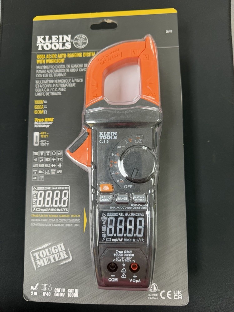 Klein Tools CL810 600A True RMS AC/DC Digital Clamp Meter w/ Worklight