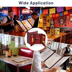WeChef 30pcs Menu Cover 8.5×14 Triple Fold 6 View Double Stitch Restaurant Cafe