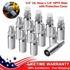 12 Pack Hydraulic Hose Fittings, 1/4″ I.D. Hose X 1/4″ NPTF Male with Protection