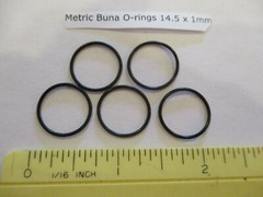 14.5mm ID x 16.5mm OD x 1mm thick O-ring. Buna-70. Quan 5.