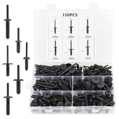 150x Plastic Pom Pop Rivets Set Assortment Pop Poly Bevel Round Head Blind Rivet