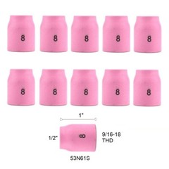 TIG Ceramic 53N61S #7 1/2″ Gas Lens Cup Alumina Nozzle Fits TIG 9, 20, 25 Qty 10