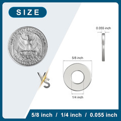 100Pcs Flat Washers for Screws, 1/4″ Small Washer, Premium 18-8 (304) Stainless