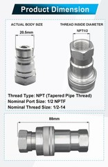1/2″ NPT Hydraulic Quick Connect Tractor Couplers,ISO 5675 Ball Pioneer Style…