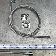 56″ Stainless Steel Braided Hydraulic Line (-3AN 90 Degree to -3AN Straight)