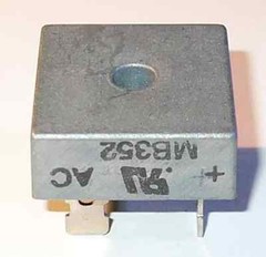 35 Amp 200 Volt Bridge Rectifier – Metal Case – 35A 200V – 1-1/8 Square w/ Hole