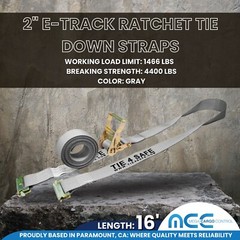 2″ x 12′ 16′ 20′ E-Track Ratchet Strap Truck Trailer Enclosed Cargo Van
