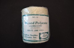 Waxed Polyester NO. 12 lacing cord, 100% Polyester, 300 Yards