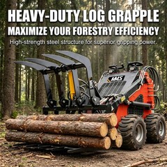 Root Grapple Bucket Attachment for Mini Skid Steer Loader Hollow Log Grapple