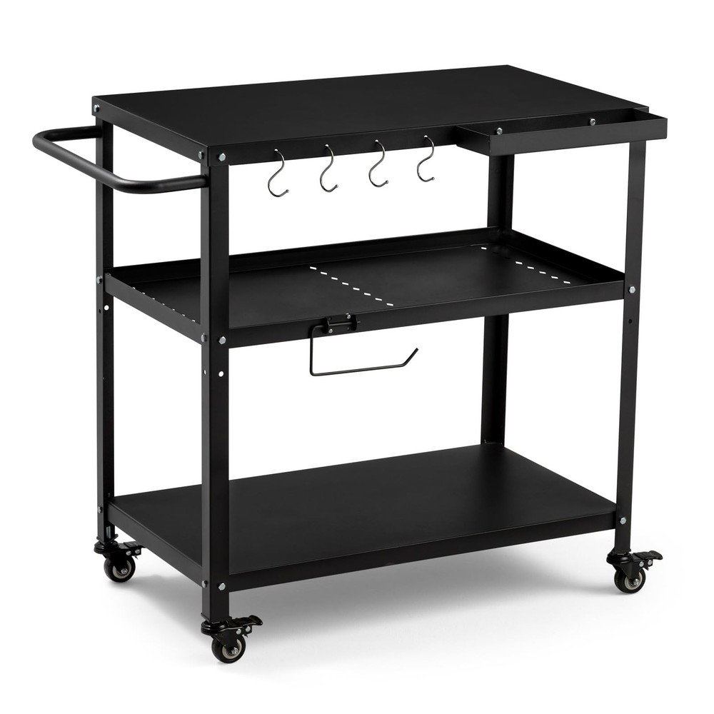 Outdoor Grill Cart Table,Indoor and Outdoor Pizza Oven Table,with 4 Movable T…