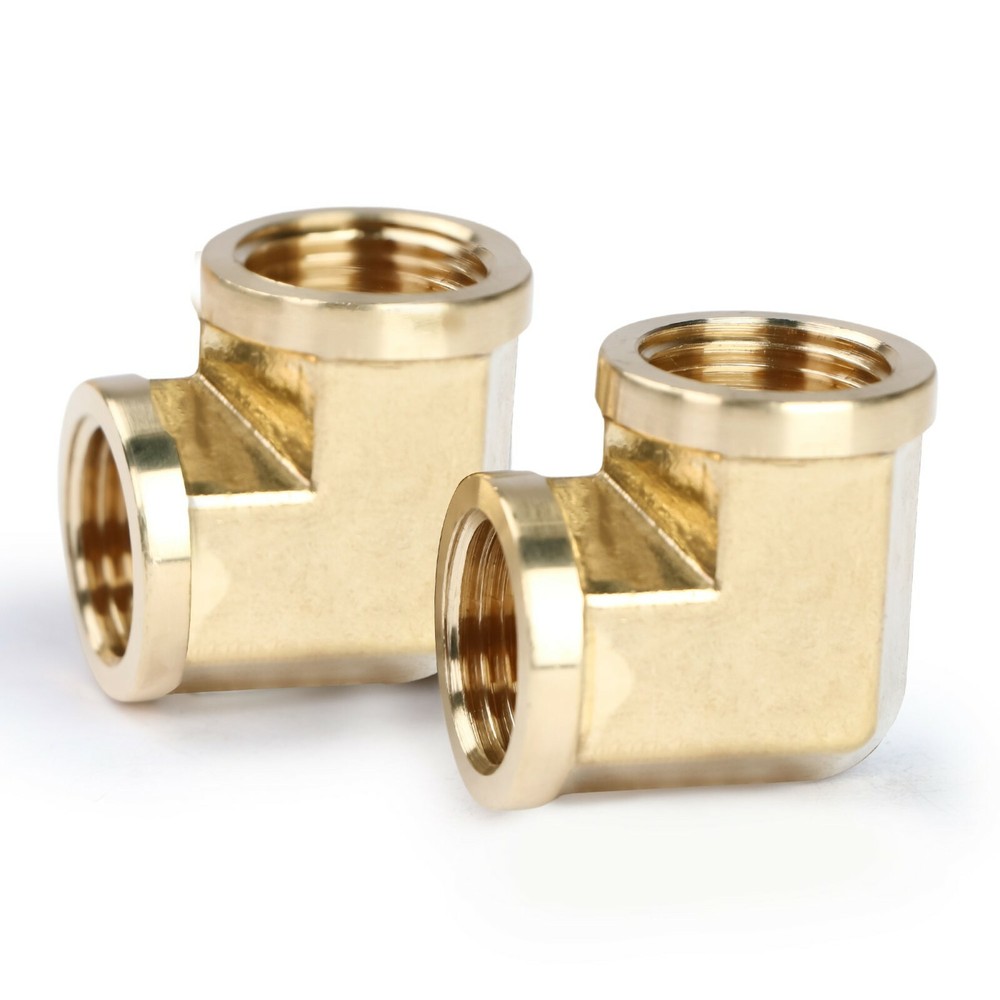 U.S. Solid 90 Degree Elbow Brass Fitting NPT 1/2″ Female x 1/2″ Female, 2pcs