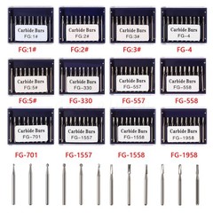 Dental Carbide Burs 330 245 701 702 557 2 3 4 5 Taper Fissure FG High Speed Bur