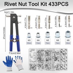 430Pcs Rivet Nut Tool Kit, Metric Rivnuts Assortment Kit (M8/M6/M5/M4/M3), Rivnu