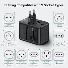Universal Travel Adapter Worldwide 170W GaN, 3 USBC PD & 1 USBA QC Internatio…