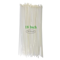 50 PCS White Zip Ties Clear 18 Inch Heavy Duty Cable Ties 120 Lbs Strength UV