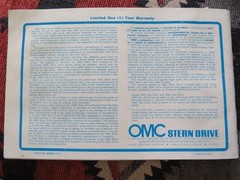 OMC Stern Drive Owner’s / Operator’s Manual 4 – 6 – 8 Cylinder – 1981