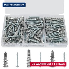 Zinc Self-Drilling Drywall Anchors with Screws Kit, 104 Pack 3 Size, 52 Heavy Du