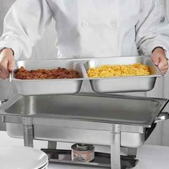 Lot of 6 Choice Full Size 2-1/2″ Deep Divided Stainless Steam Table Pan 24 Gauge