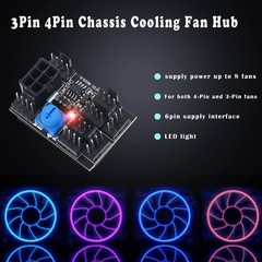 MEIRIYFA 4 Pin Fan Adapter PWM PC Chassis Cooling Hub 8 Way Black