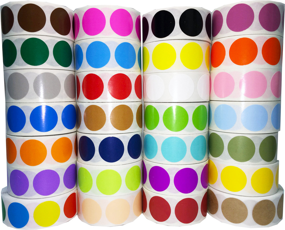 Circle Color Dot Stickers | 1″ Inch Round | 500 Pack | Pick One Color