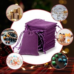 Exircy 15pcs Velvet Bags with Drawstrings, 3 x 4inch Purple Dice Bags Small V…