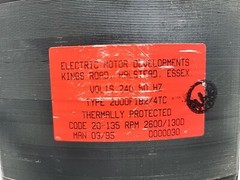 Electric Motor Developments Motor 240V 50hz 20-135 2600/1300 Rpm 2000F1B2/4TC