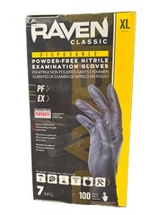 SAS Raven Black Nitrile Gloves Powder Free New 7mil Version (100 Gloves/Box)