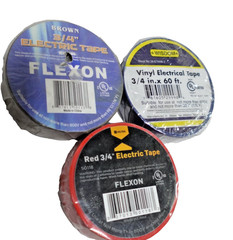 Lot of 3 Rolls of Electrical Tape. Red, Blue, Brown. 3/4″