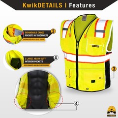 KwikSafety CLASSIC (2 PACK) Safety Vest Class 2 Hi Vis Reflective ANSI PPE