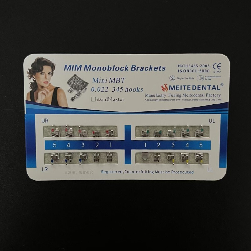 Dental Orthodontic Metal Bracket MIM Monoblock Mini MBT 022 345 Hooks Mesh Base