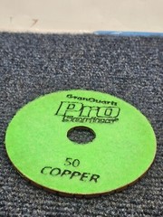 GRANQUARTZ Pro Series Copper Pad 4″ 50 Grit For Stock Removal, Honing, Polishing