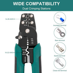Wire Crimper Tool Heat Shrink Insulated Bare Terminal 10-22 AWG Stripper Cutter