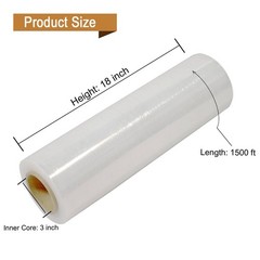 18″ x 1500FT Industrial Class Pallet Wrap, 80 Gauge Heavy-Duty 1 Pack, Clear