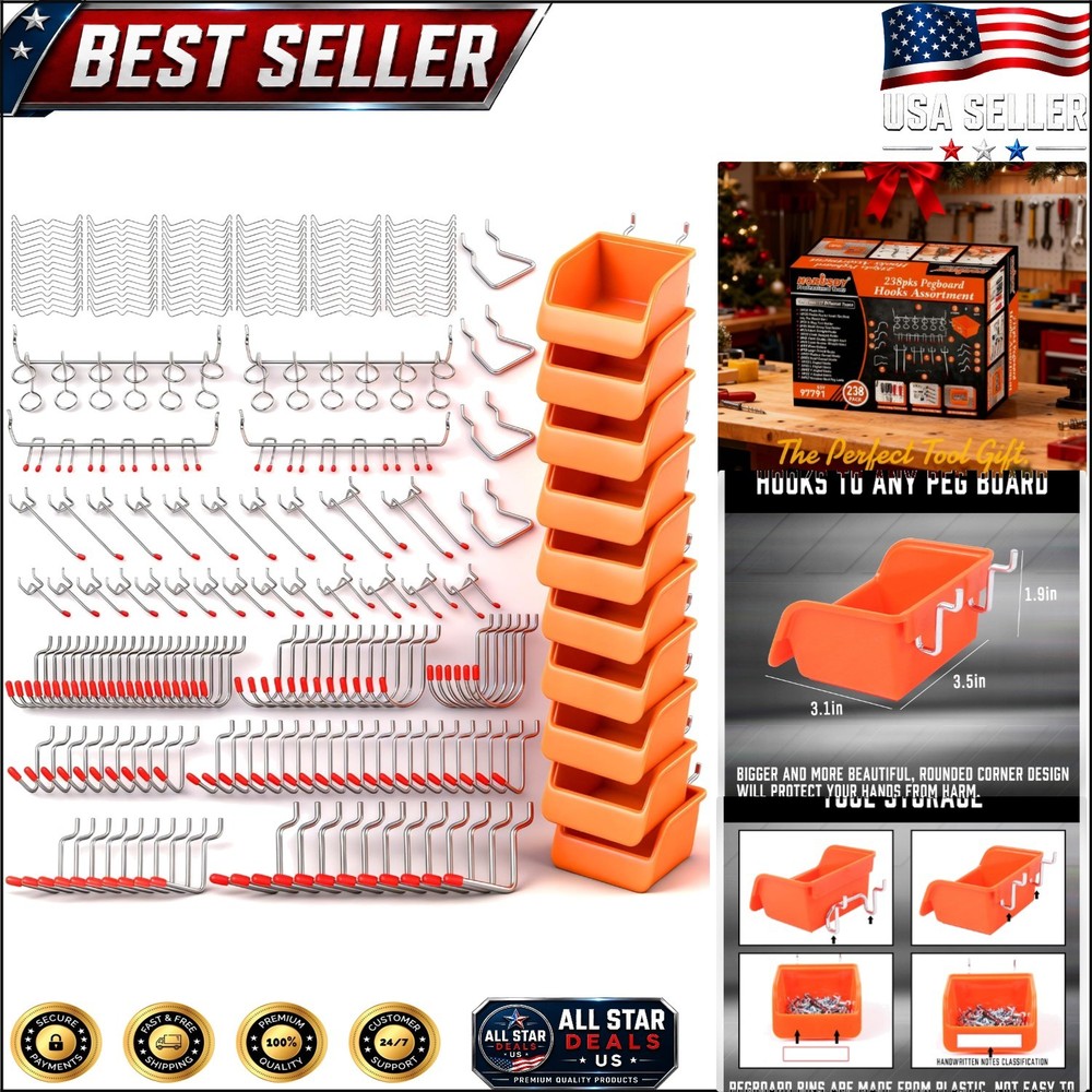 Rust Resistant 238 PCS Pegboard Hooks Assortment – Perfect for Home Organization