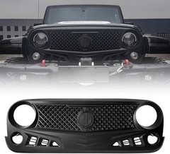Front Grill with Mesh Matte Black Grille For Jeep Wrangler 2007-2018 Rubicon