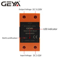 GEYA Single Phase Solid State Relay SSR-10/25/40DD 3-32DC to 5-220DC &Heat Sink