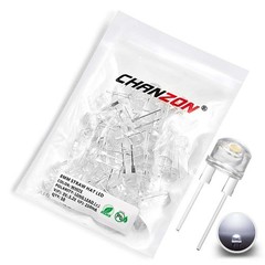 CHANZON 50 pcs 8mm White LED Diode 50 Count (Pack of 1), A) (50pcs)