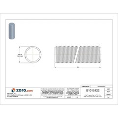 Zoro Select 20209 Fully Threaded Rod, 3/4″-16, 2 Ft, Steel, Low Carbon, Zinc