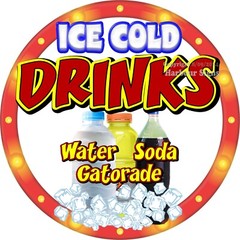 Ice Cold Drinks DECAL Soda Water Concession Food Truck Sticker c2