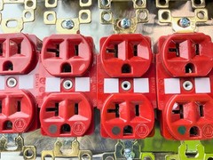15 ea HRED HOSPITAL GRADE 20A 125V RED DUPLEX RECEPTACLES w/ Chrome Cover Plates