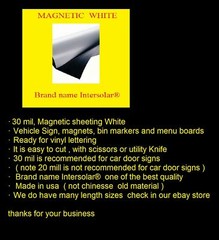 12 ” x 48″ WHITE HIGH QUALITY MAGNETIC SHEET CAR MAGNET 30 MIL FREE SHIPPING